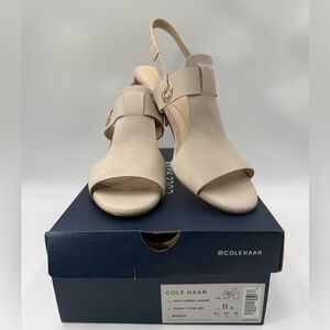 NIB Cole Haan Women's Adele Slingback Sandals Stone Nubuck Size 11B